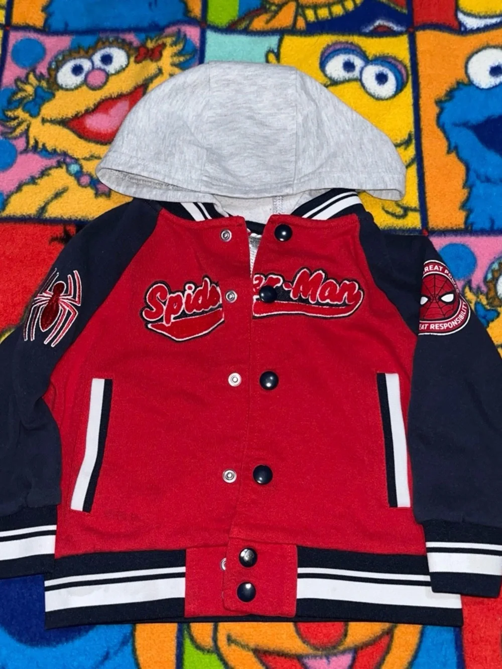 Spider-Man Red & Navy Hooded Varsity Jacket